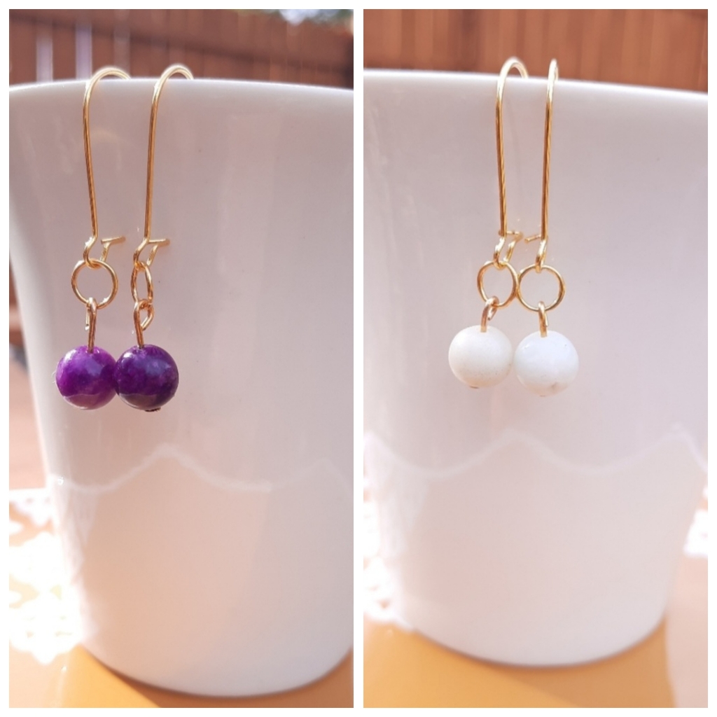 Amethyst Stone Amazonite Stone Gold Tone Earrings Bundle 25$